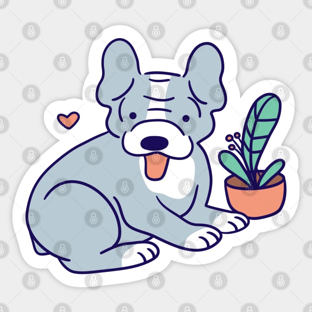 Blue French Bulldog Sticker by Wlaurence